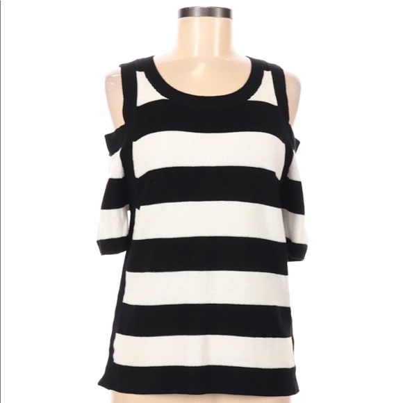 Vince Camuto size xsmall striped cold shoulder top - Picture 1 of 5